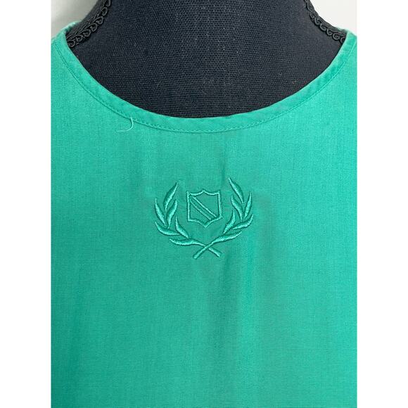 Michelle Stuart Vintage Fitted Blouse Short Sleeve Emerald Green Button Up Back - Picture 5 of 13